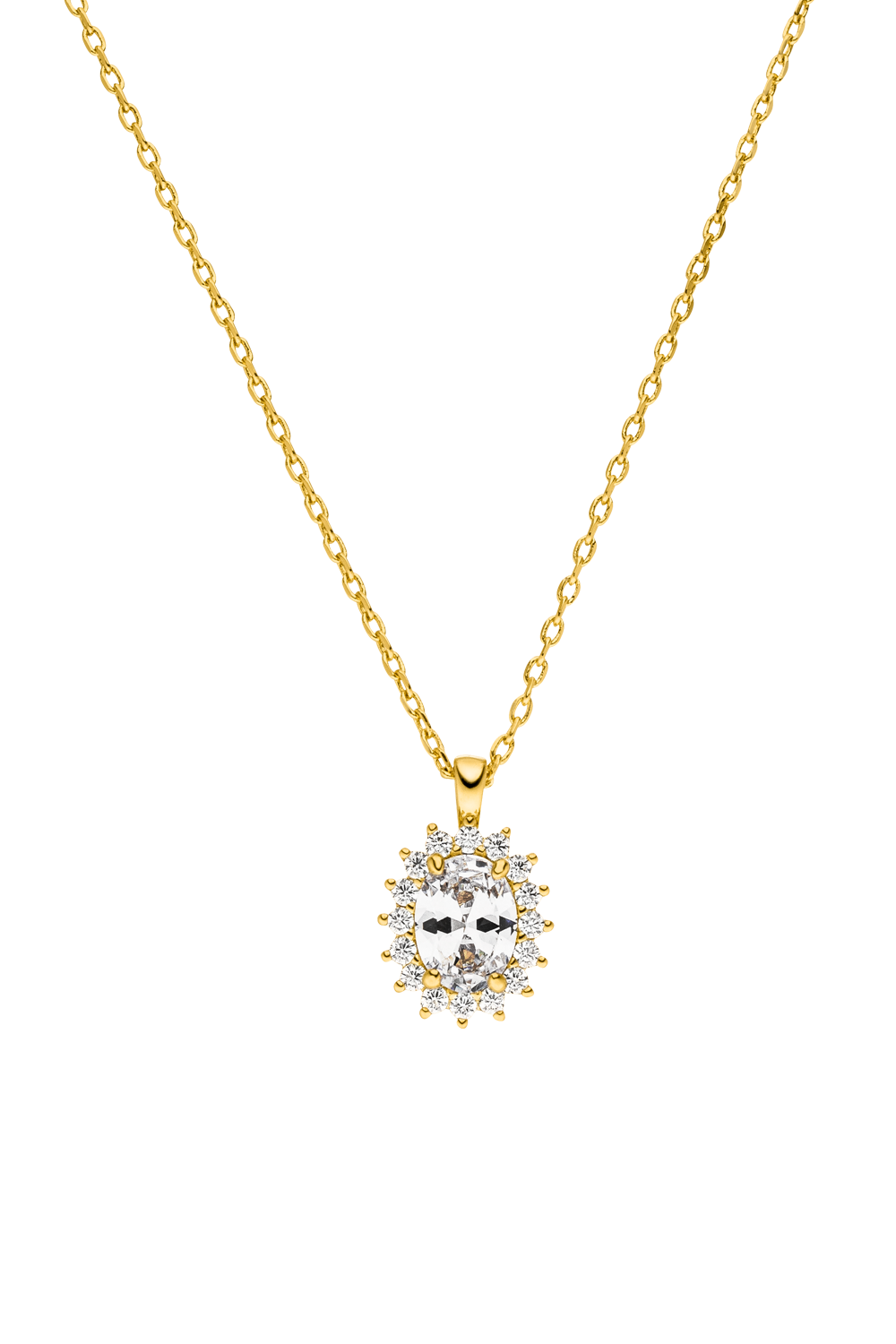 Sparkle Oval Necklace 14K Gold Plated