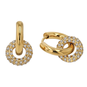 Sparkling Donut Charm Hoop Gold