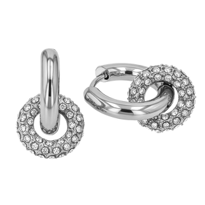 Sparkling Donut Charm Hoop Silver