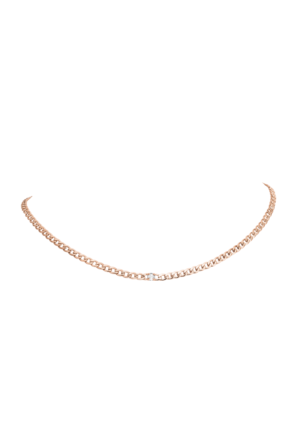 Brilliant Curb Necklace 14K Rose Gold Plated